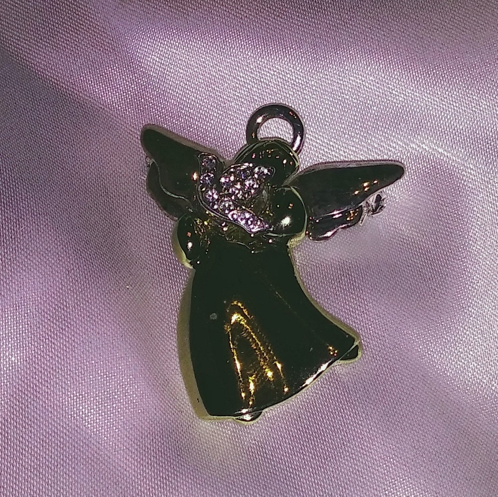 Liz Claiborne Angel W/ Rhinestones Dove Brooch